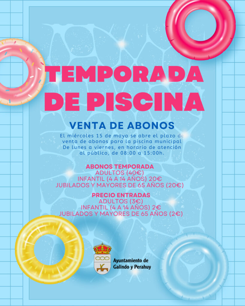 El 15 de mayo se abre el plazo para adquirir abonos para la piscina de Galindo y Perahuy