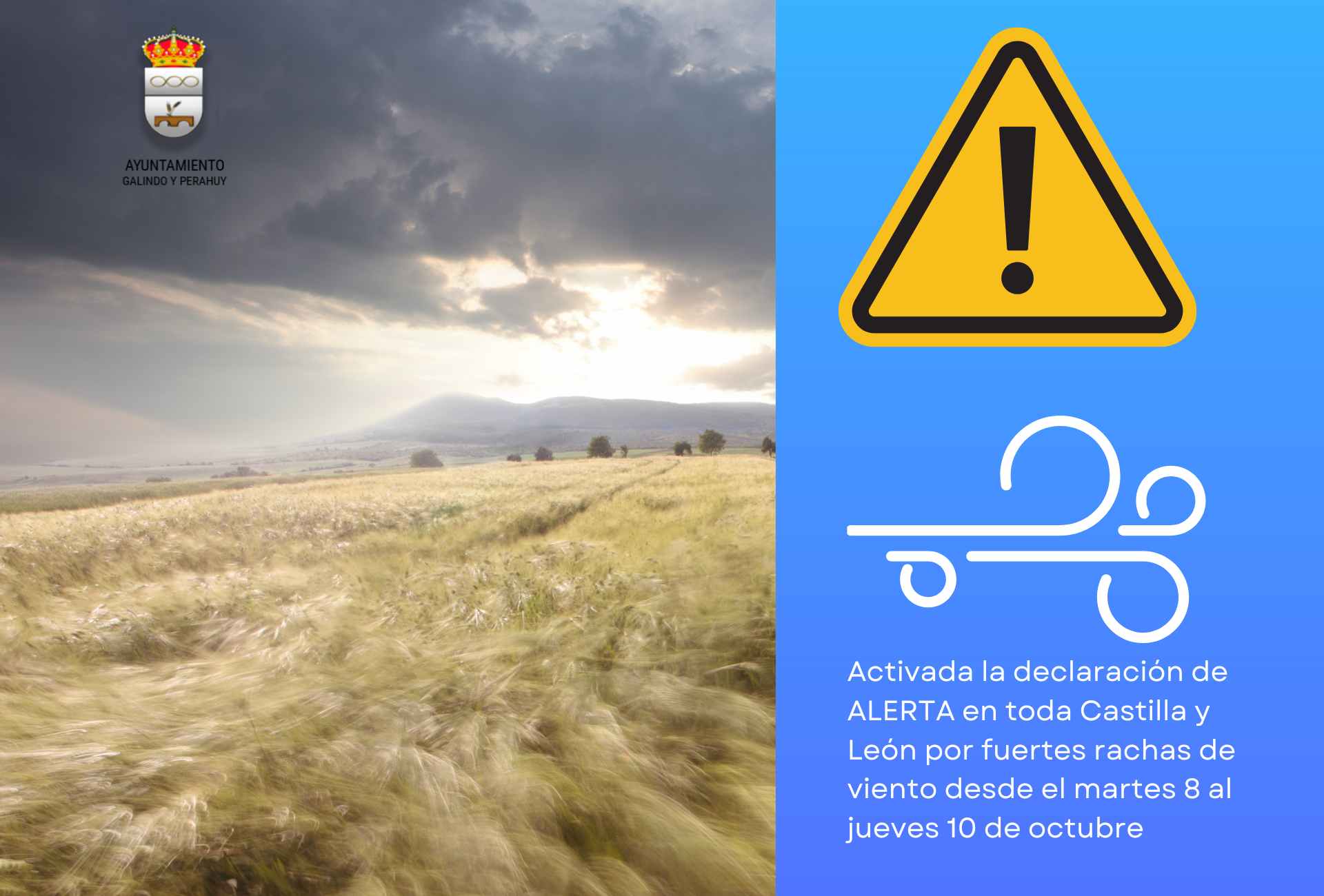 Activada la declaración de alerta por fuertes rachas de viento desde hoy martes hasta el jueves