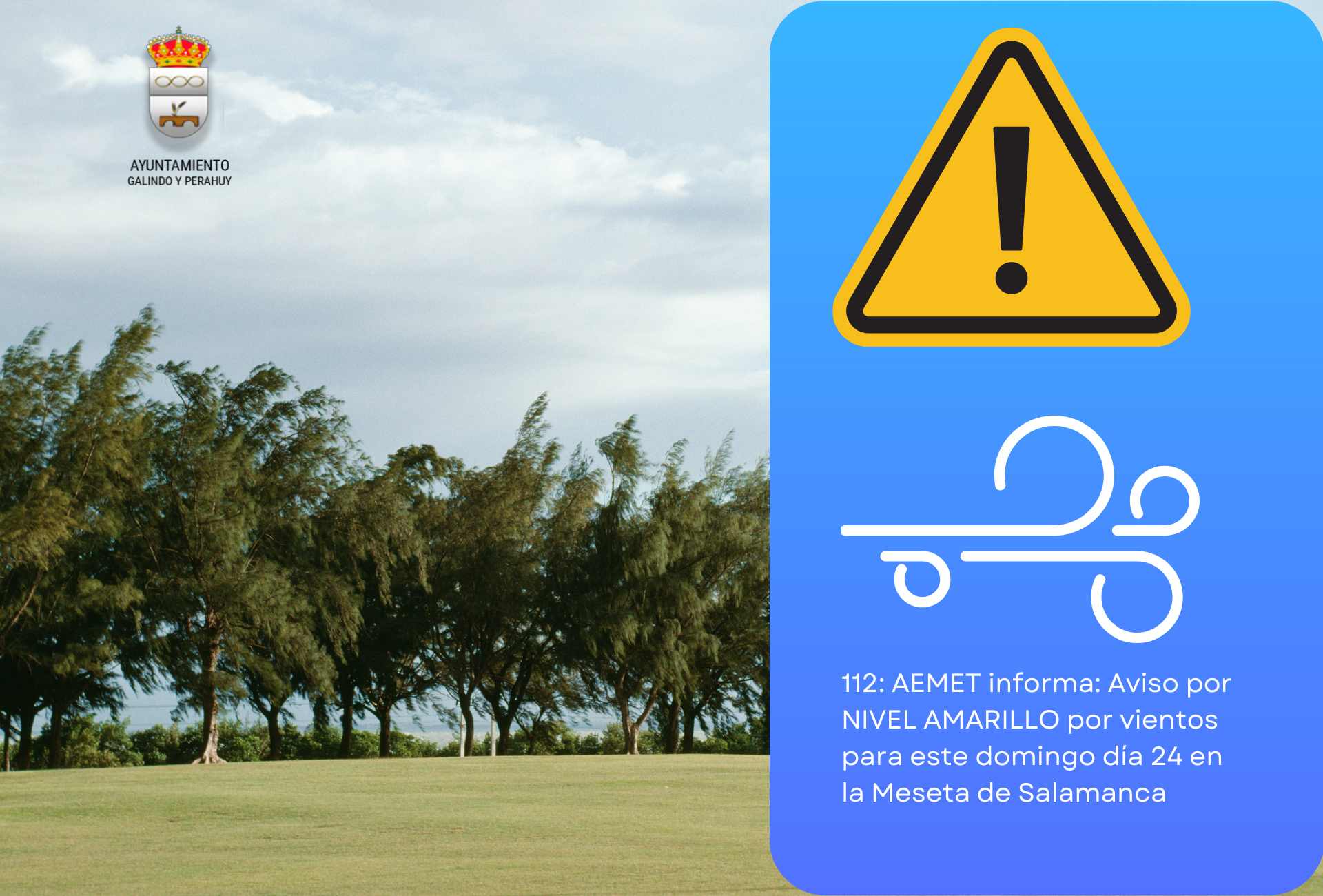 Activado el Nivel Amarillo de Alertas este domingo por fuertes rachas de viento