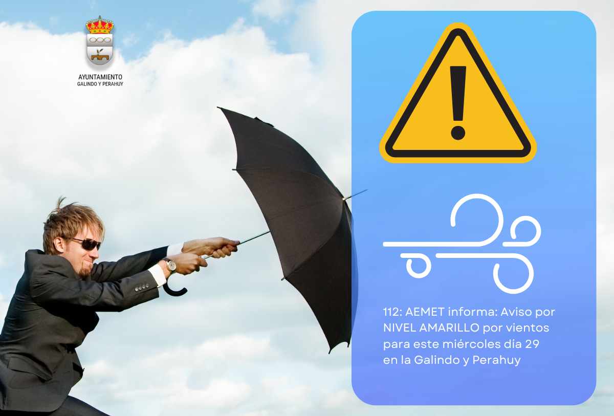 Aviso de la AEMET: Nivel Amarillo por Vientos Fuertes este miércoles 29