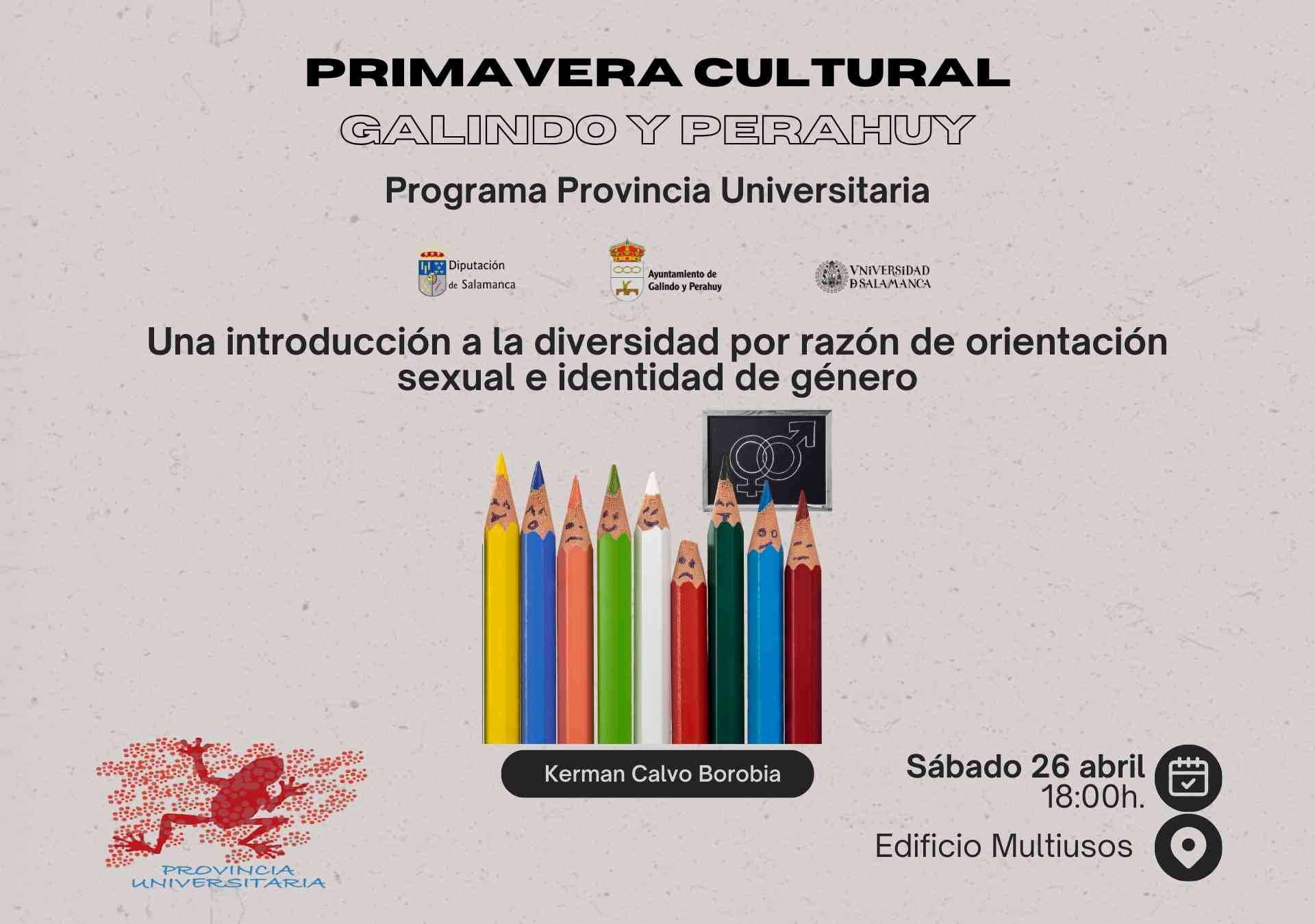 Nueva charla cultural en Galindo y Perahuy: "Una introducción a la diversidad por razón de orientación sexual e identidad de género"