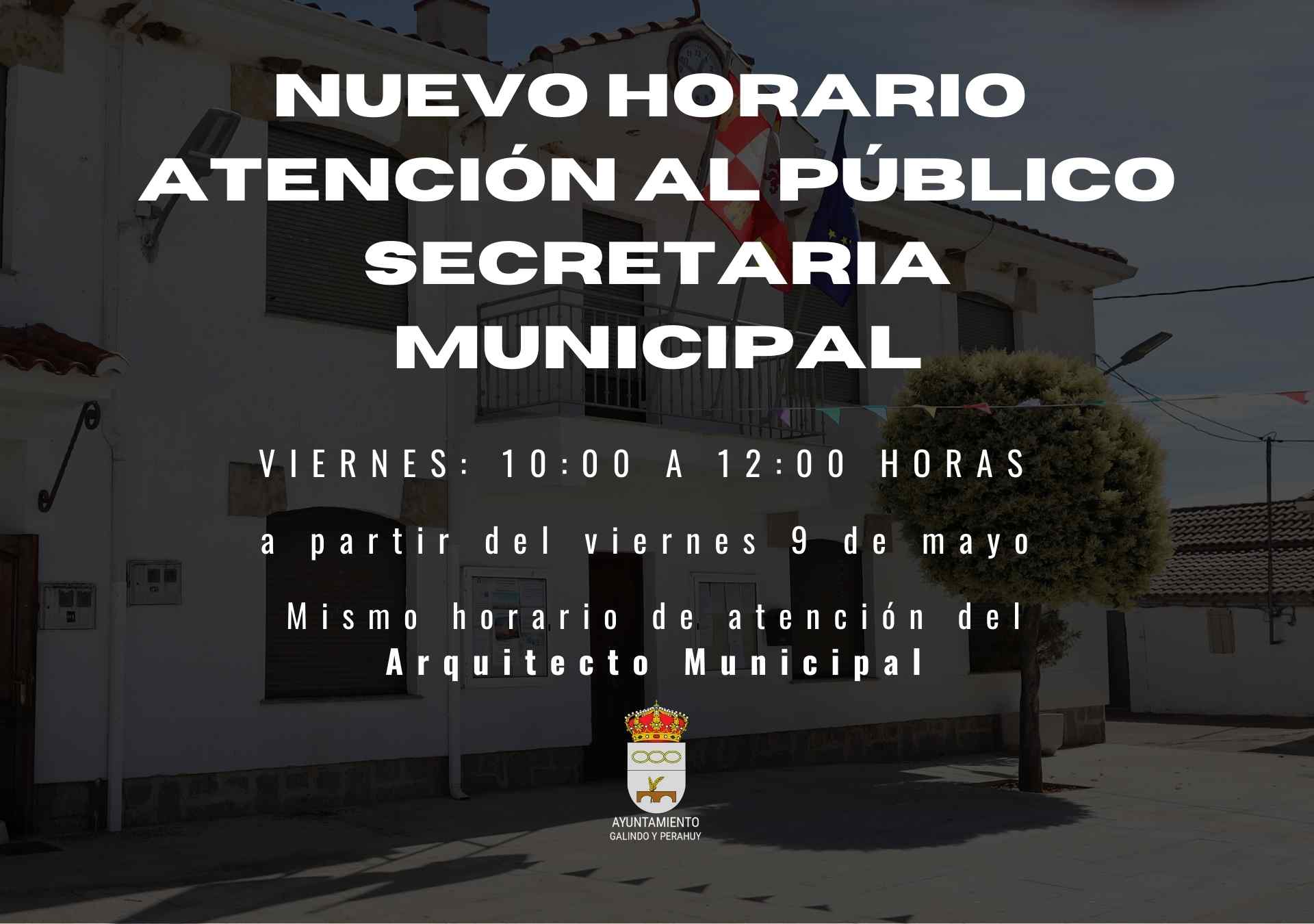 Nuevo horario de atención de la Secretaría Municipal, los viernes, desde el día 9 de mayo