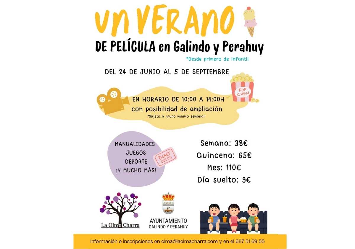 "Un verano de película" en Galindo y Perahuy: actividades infantiles para facilitar la conciliación familiar