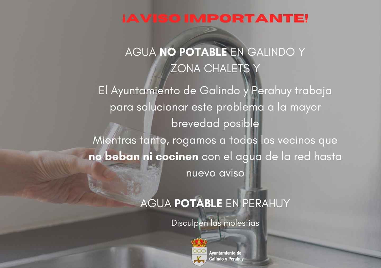 Comunicado oficial sobre la situación del agua en el municipio