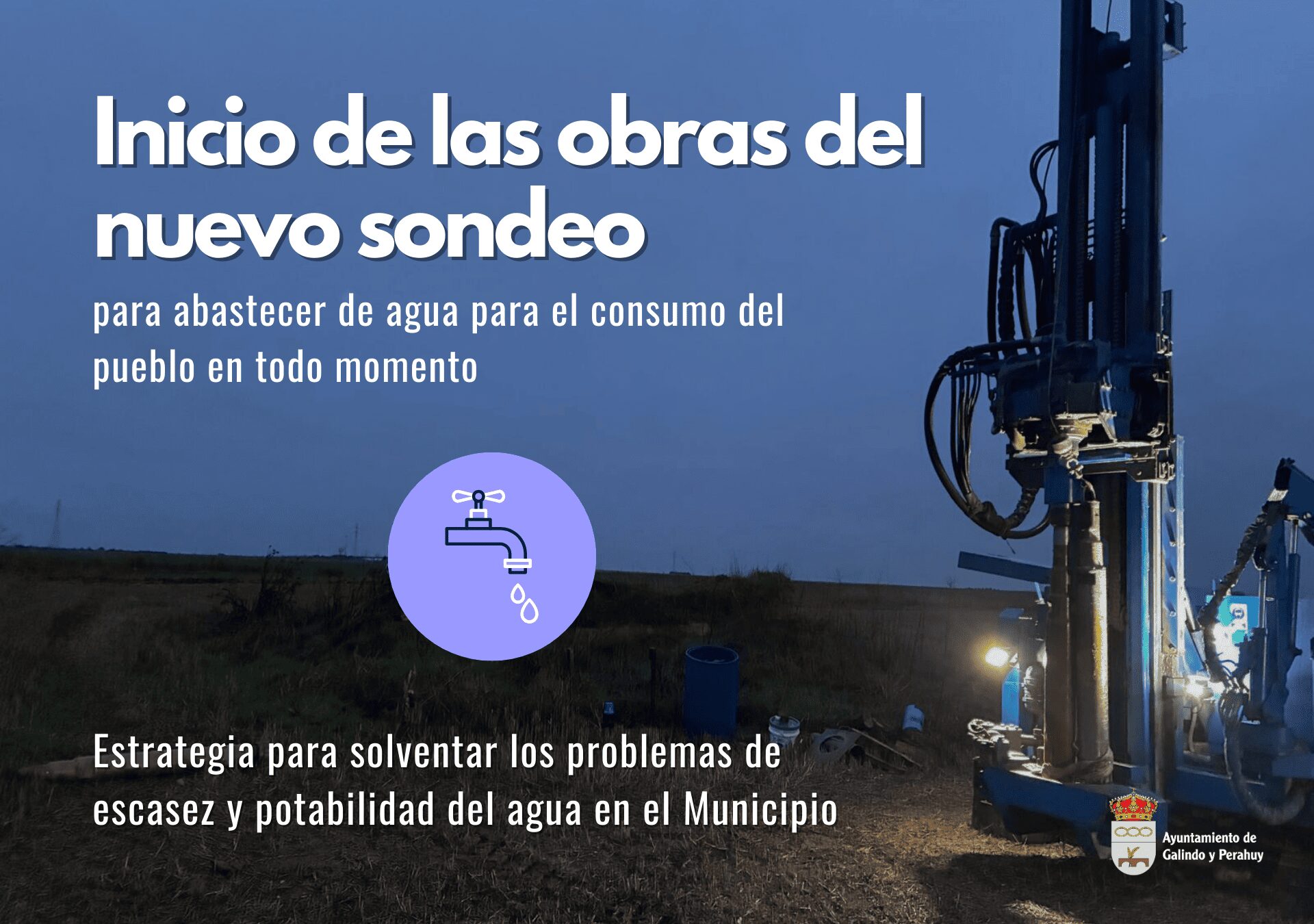 Inicio de las obras del nuevo sondeo de agua para consumo humano