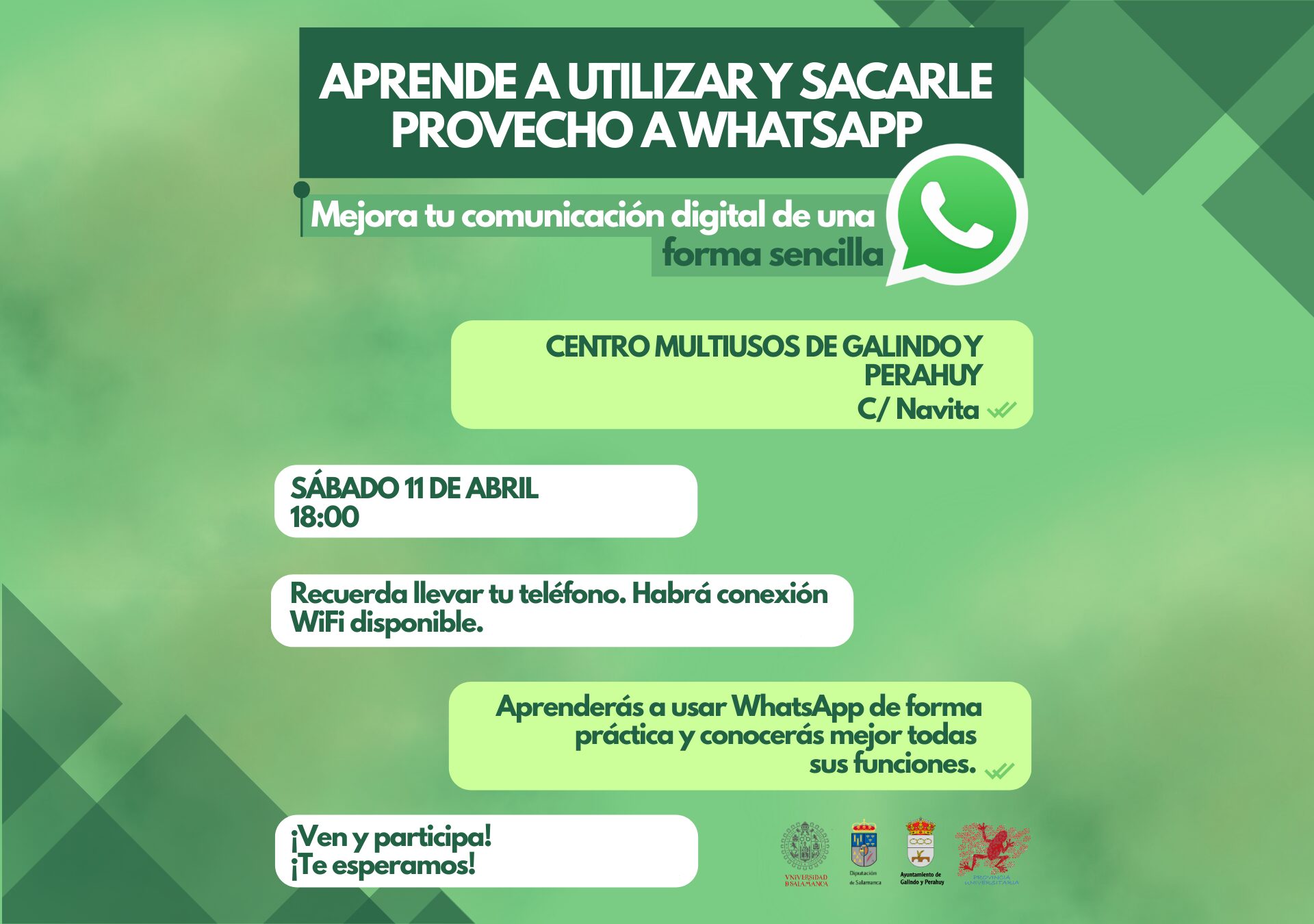 Conferencia: “Aprende a utilizar y sacarle partido a WhatsApp” (sábado 11 de abril, 18:00 h)