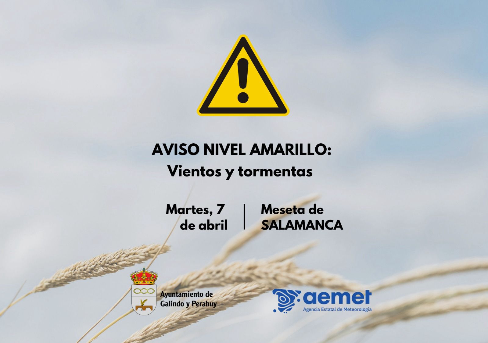 Nivel amarillo por vientos y tormentas (día 7) – Meseta de Salamanca