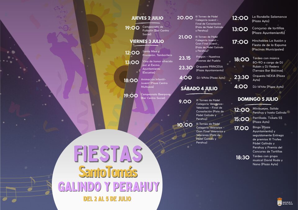 Fiestas Santo Tomás 2026 Galindo y Perahuy