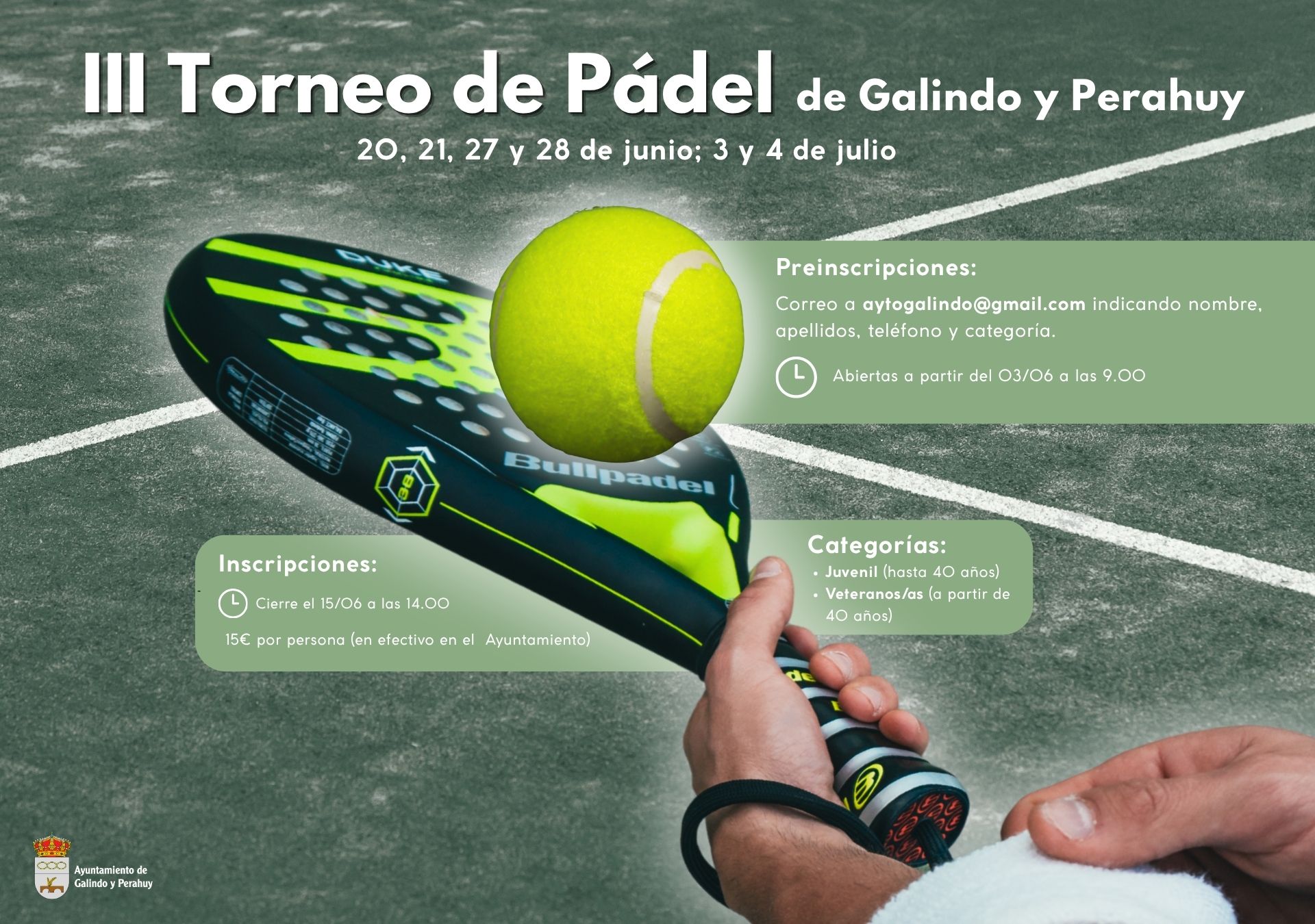 III Torneo de Pádel Galindo y Perahuy 2026 | Reglamento e inscripciones