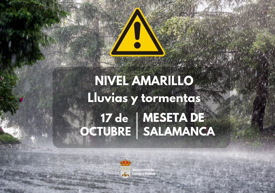 Aviso amarillo lluvias y tormentas Meseta de Salamanca